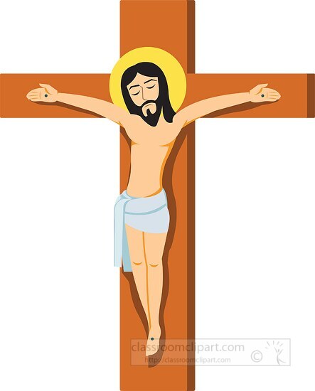  depiction of Jesus on the cross with a halo around his head