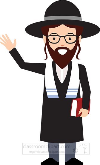 jewish rabbi wearing tallit black hat clipart israel