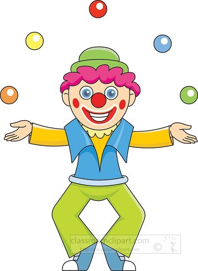 joker clown balancing juggling balls in air clipart