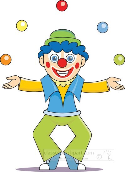 joker clown juggling balls in air clipart