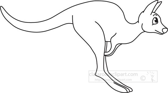 jumping kangaroo black white outline clipart