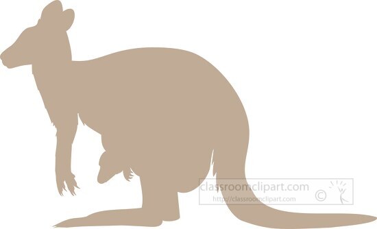 kangaroo baby in pouch silhouette clipart