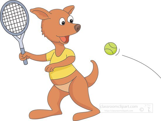 kangaroo playing tennis clipart