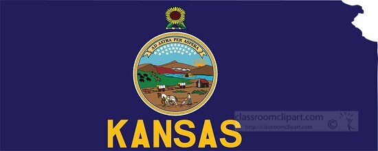 kansas state map with flag overlay clipart image
