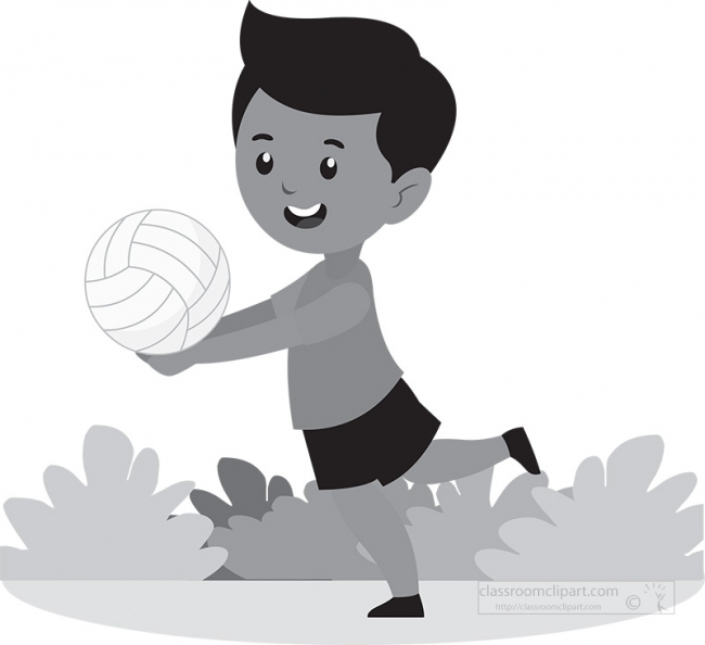 kid boy prepares to serve volleyball gray color