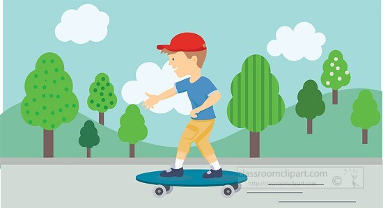 kid riding skateboard in a park