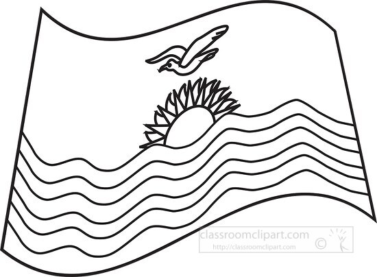 kiribati wavy flag black outline clipart