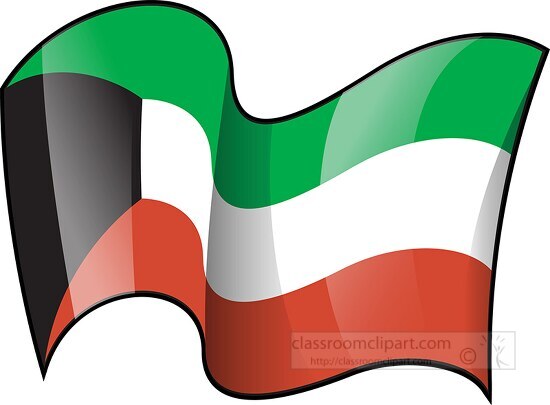 Kuwait wavy country flag clipart