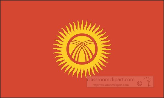 kyrghyzstan flag flat design clipart