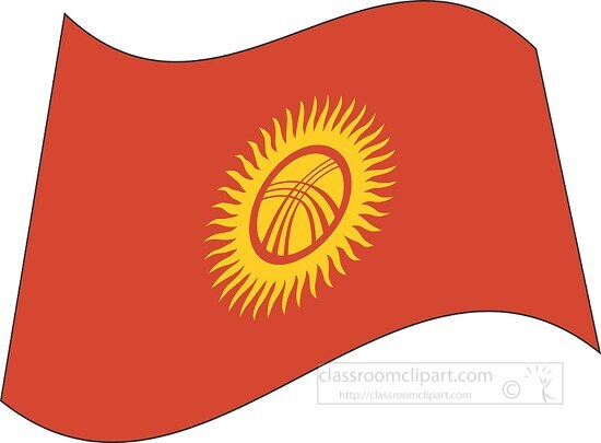 kyrghyzstan flag flat design wavy clipart