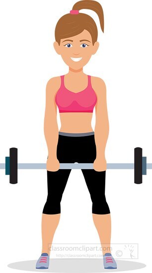 lady lifting weights for strength training workout clipart