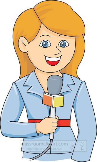 lady reporter holding microphone