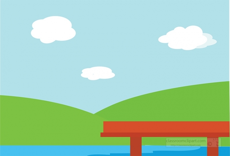 lake with hills clouds clipart