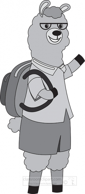 lama character going school  gray color