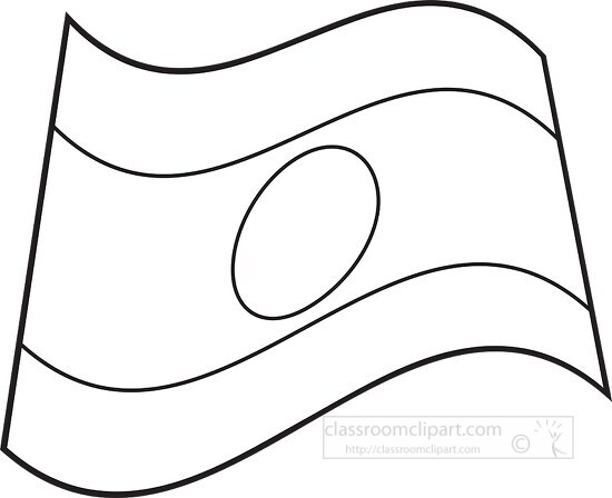 Laos wavy flag black outline clipart