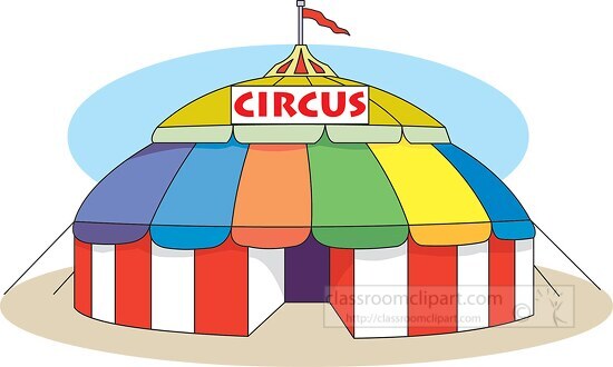large colorful circus style tent clipart