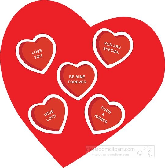 large red heart with smailler hearts love clipart