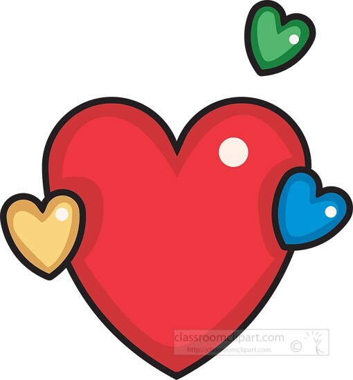 large red heart with three smaller hearts clipart
