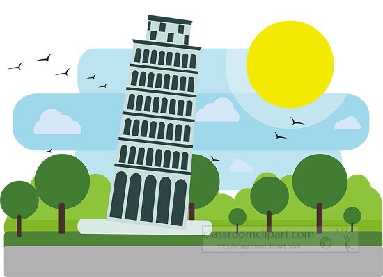 leaning tower of pisa italy europe clipart