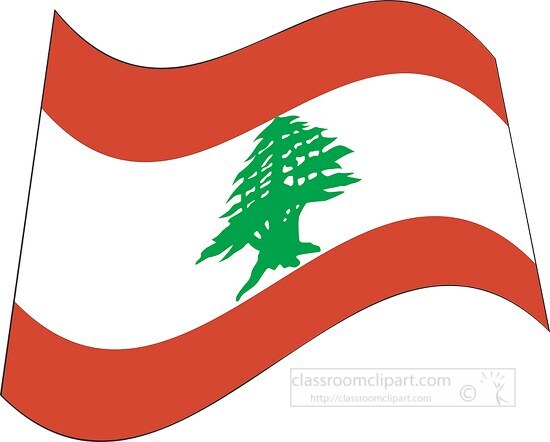 lebanon flag flat design wavy clipart