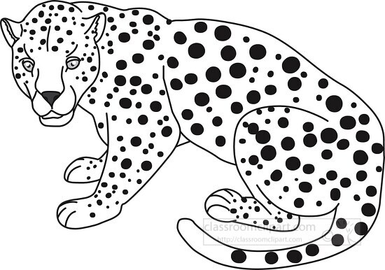 leopard croaching outline cliprt
