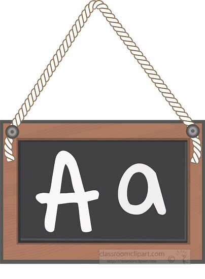 letter A hanging black board with rope clipart