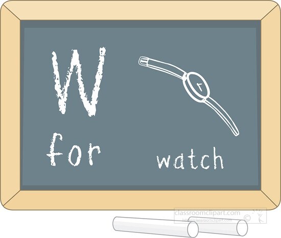 letter alphabet chalkboard w watch clipart