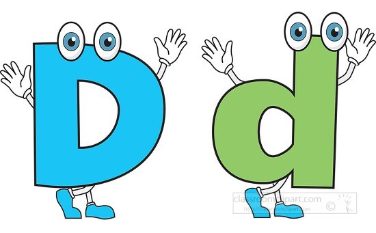 Cartoon Style Letters Upper and Lower Case-letter alphabet D upper lower  case cartoon