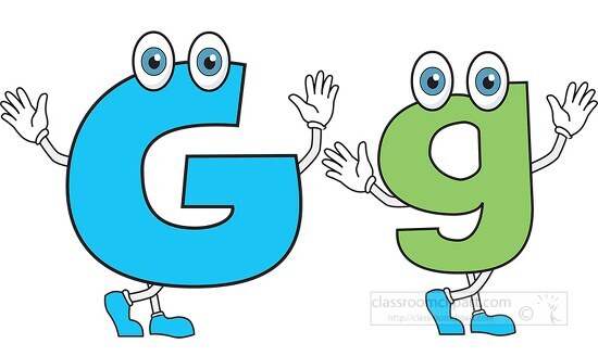 letter alphabet g upper lower case cartoon