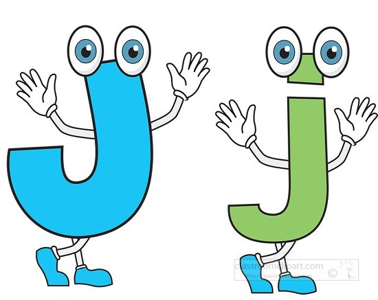 letter alphabet j upper lower case cartoon
