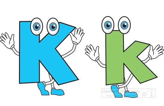 Cartoon Style Letters Upper and Lower Case-letter alphabet k upper