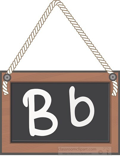 letter B hanging black board with rope clipart