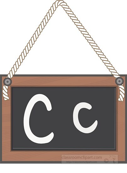 letter C hanging black board with rope clipart