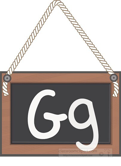 letter G hanging black board with rope clipart