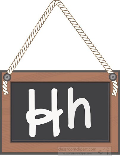 letter H hanging black board with rope clipart