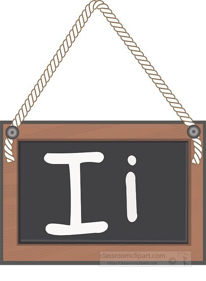 letter I hanging black board with rope clipart