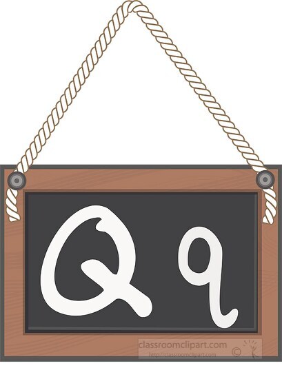 letter Q hanging black board with rope clipart
