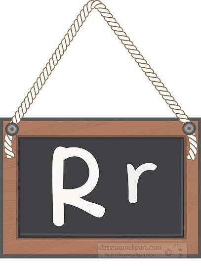 letter R hanging black board with rope clipart
