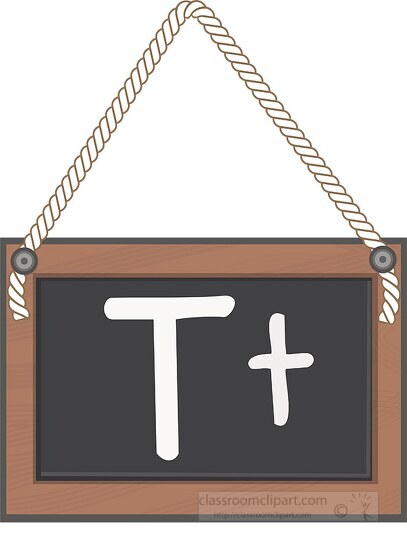 letter T hanging black board with rope clipart