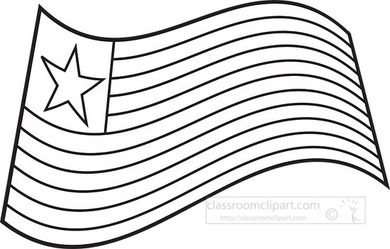 Liberia wavy flag black outline clipart