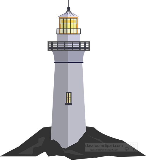lighthouse on a rocky shore clipart