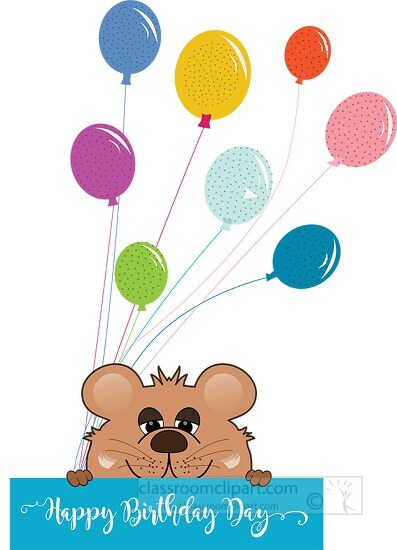 little bear with colorful balloon happy birthday vector clipart