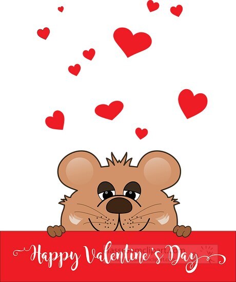 Valentines Day Clipart-little bear with red hearts with happy valentines day  vector cli