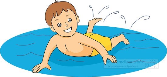 little boy playing in water clipart