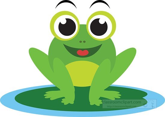 little cute frog sitting on leaf clipart