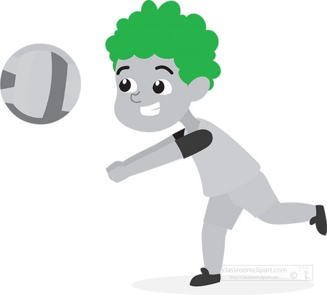 little kid boy playing vollyball gray color