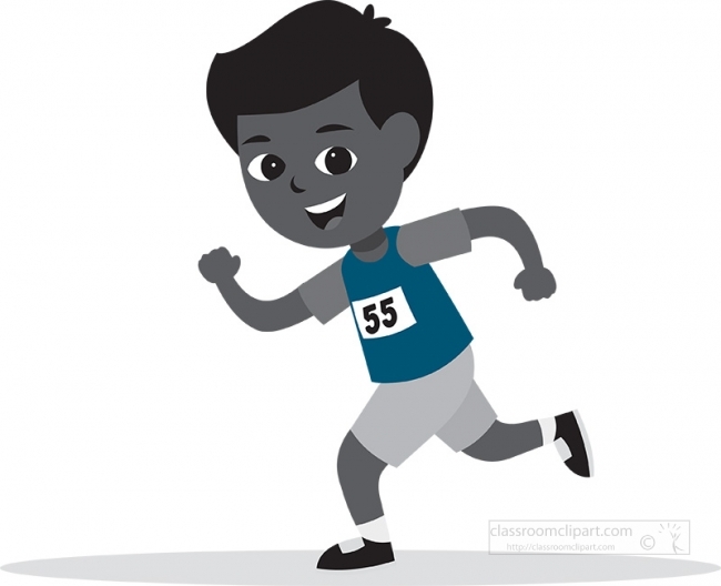 little kid boy running in marathon gray color