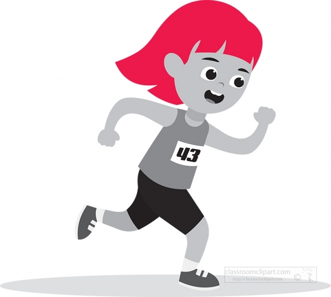 little kid girl running in race gray color