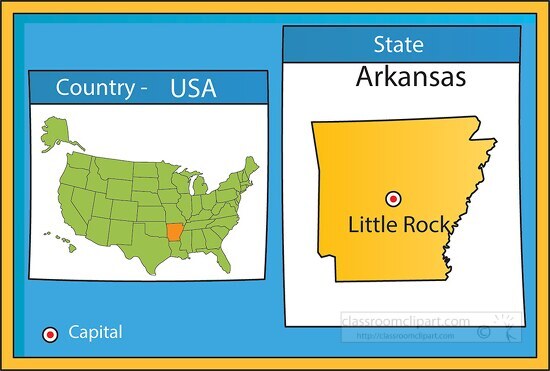little rock arkansas state us map with capital