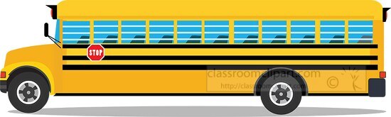 long yellow school bus transportation clipart